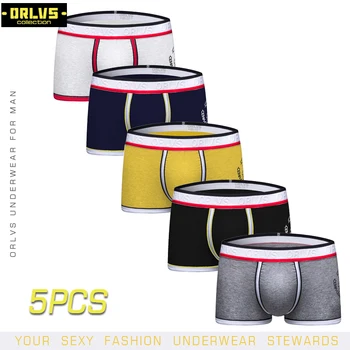 

ORLVS 5PC/LOT Men Underwear Men Boxers Shorts Trunks Men Shorts Comfortable Men Boxer Breahtable Cotton Male Underwear Boxer