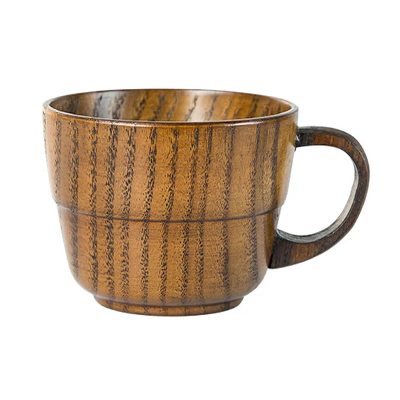 

UPORS Natural Jujube Wooden Cup with Handle Eco Friendly Primitive Handmade Wood Japanese Tea Cup Solid Wood Tea Milk Coffee Mug