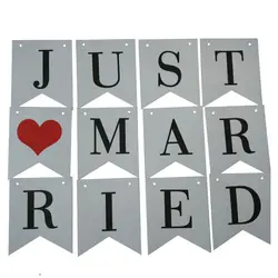 2018 модные Новинка; Лидер продаж JUST MARRIED Свадебные баннеры вечерние украшения овсянка гирлянда Photo Booth Реквизит ретро Творческий тянуть