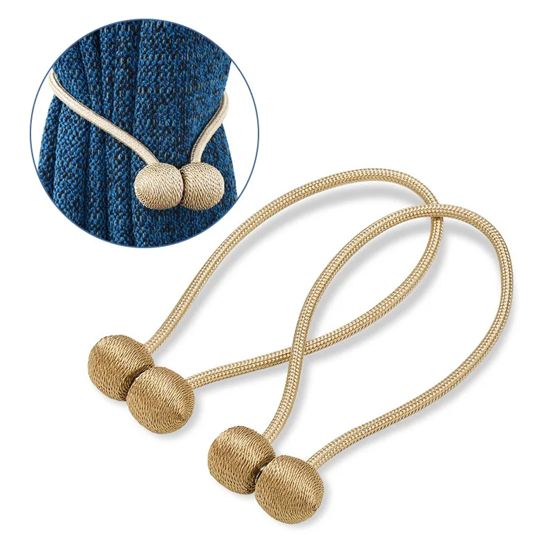 

2PCS Simple Modern Magnetic Curtain Tieback Decorative Drapery Rope Holdback Handmade Drape Tie Backs for Home Office Decoration