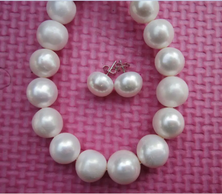 

Free Shipping GORGEOUS 18"10-11MM AKOYA NATURAL WHITE PEARL NECKLACE earring 14KGP