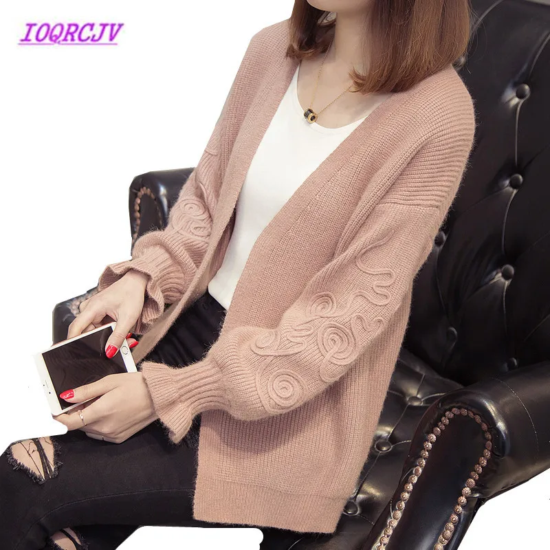 Women Long Sleeve Autumn Winter Knitted Coat Short Jacket Lapel Cardigan Outwear