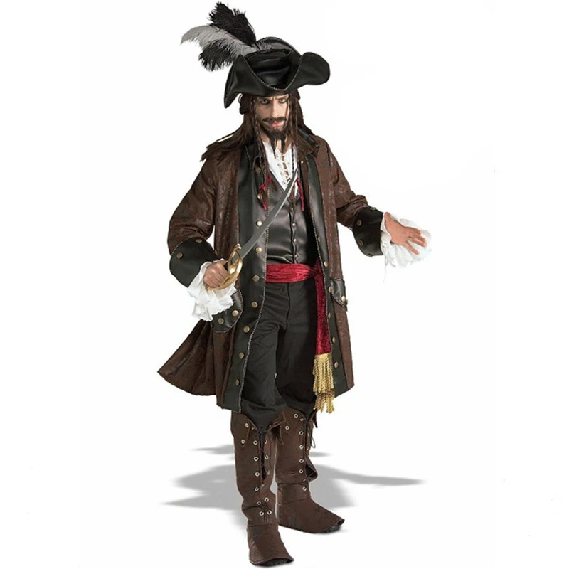 Vocoleハロウィン17デラックス男カリブ海海賊衣装付きシャツ ベスト ベルト 帽子 パンツ ジャケット Pirate Costume Pirates Caribbean Costumemens Pirate Costume Aliexpress