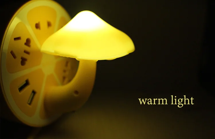 LED Night Light Room Decor Mushroom Wall Socket Lights Lamp for Kids Child Baby Light-controlled Sensor EU US Plug  (17)