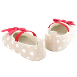 Детские противоскользящие холст в горошек Обувь новорожденных Обувь для мальчиков Обувь для девочек обувь с мягкой подошвой с