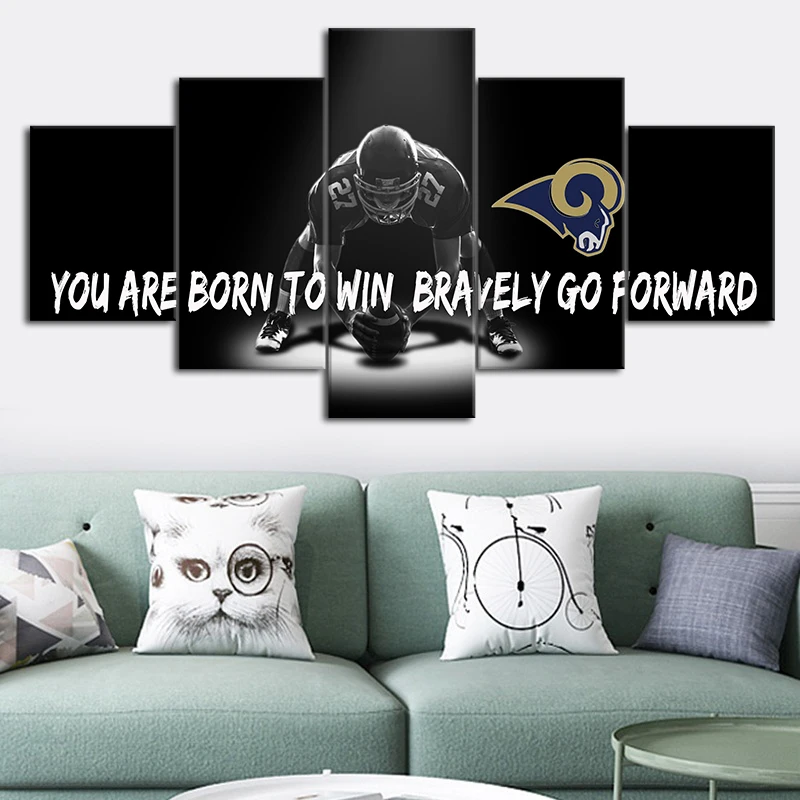 

Canvas HD Modern Wall Art Home Decor Living Room 5 Panel Los Angeles Rams Sports Poster Print Painting Modular Picture Poster