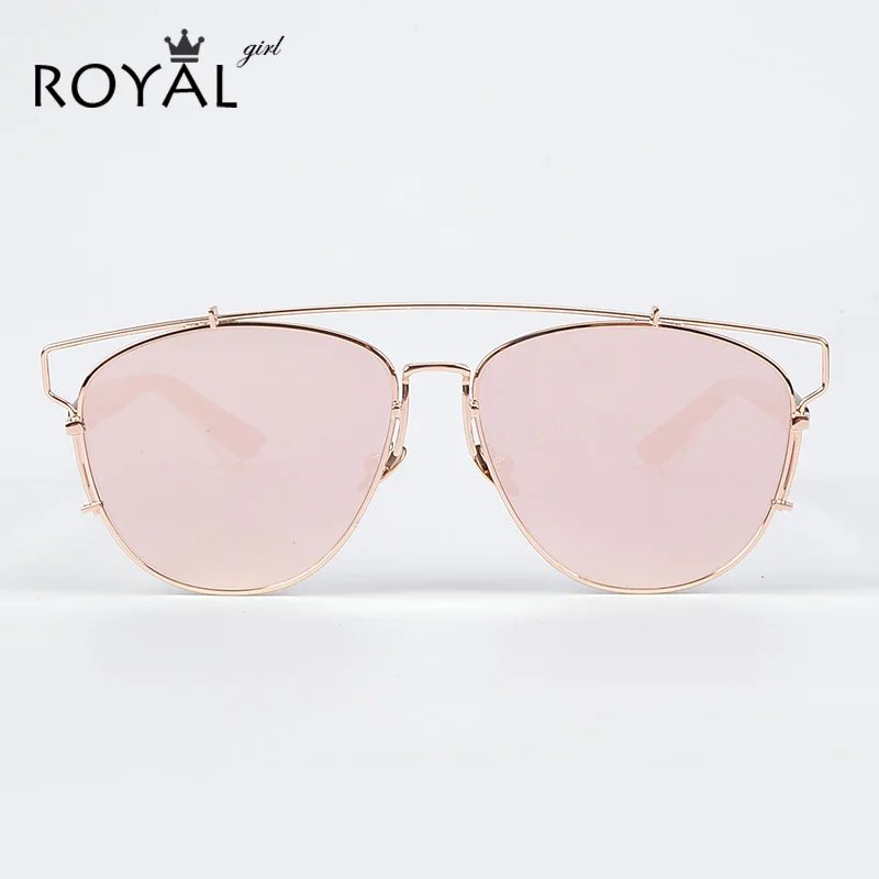 ROYAL GIRL New Brand Designer Women Sunglasses Metal Wire Top Flat Sun glasses Cat Eye Shades