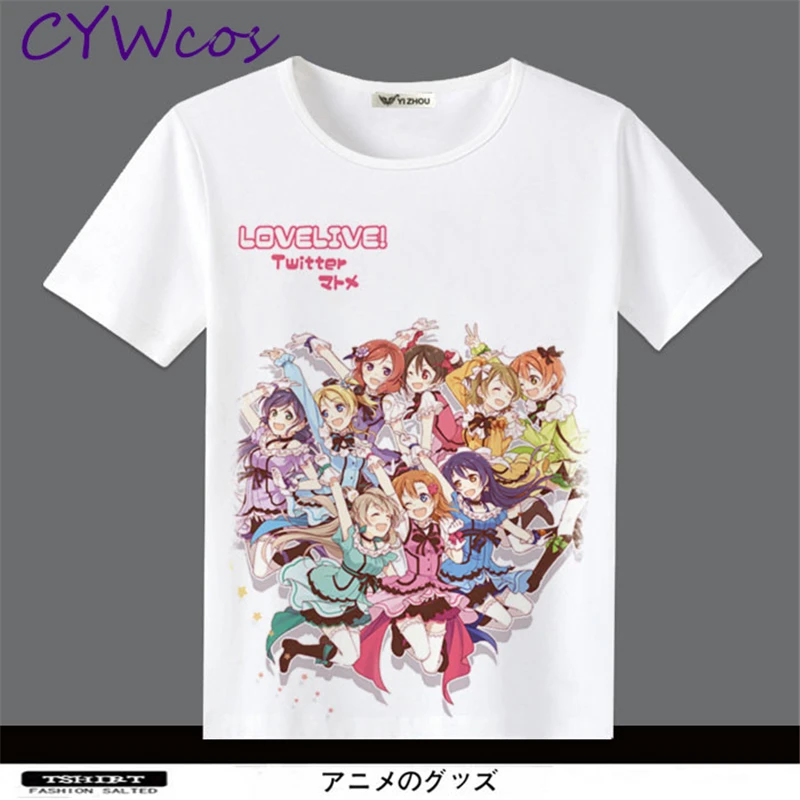 Люблю жить всех задействованных Косплэй футболка Nozomi Eli Hanayo Umi Маки Котори Хонока Нико Rin аниме принтом летняя рубашка Косплэй костюм