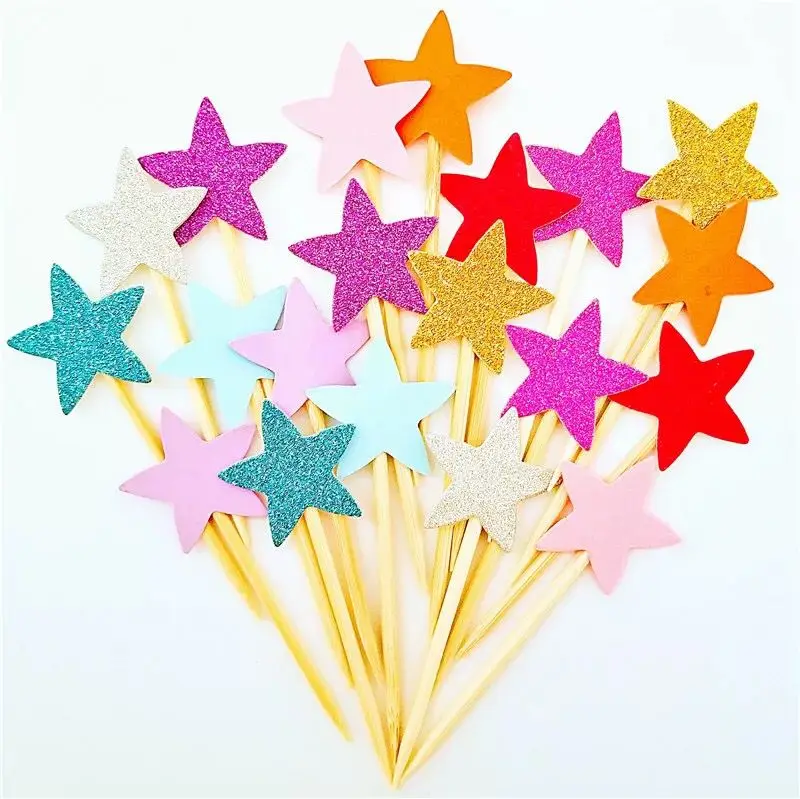 

10pcs Cupcake Toppers Star Wedding Birthday Party Suppliers Decoration