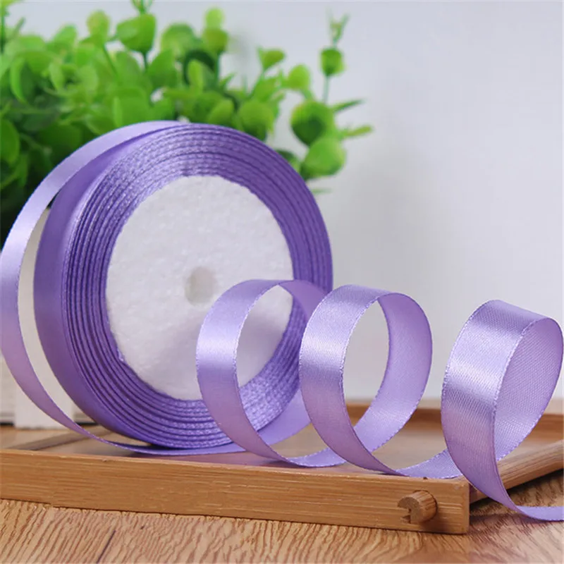 light purple 25 ярдов/рулон атласных лент подарочная упаковка Рождество украшения ленты DIY лук ленты для поделок упаковка поставки(15 мм - Цвет: light purple