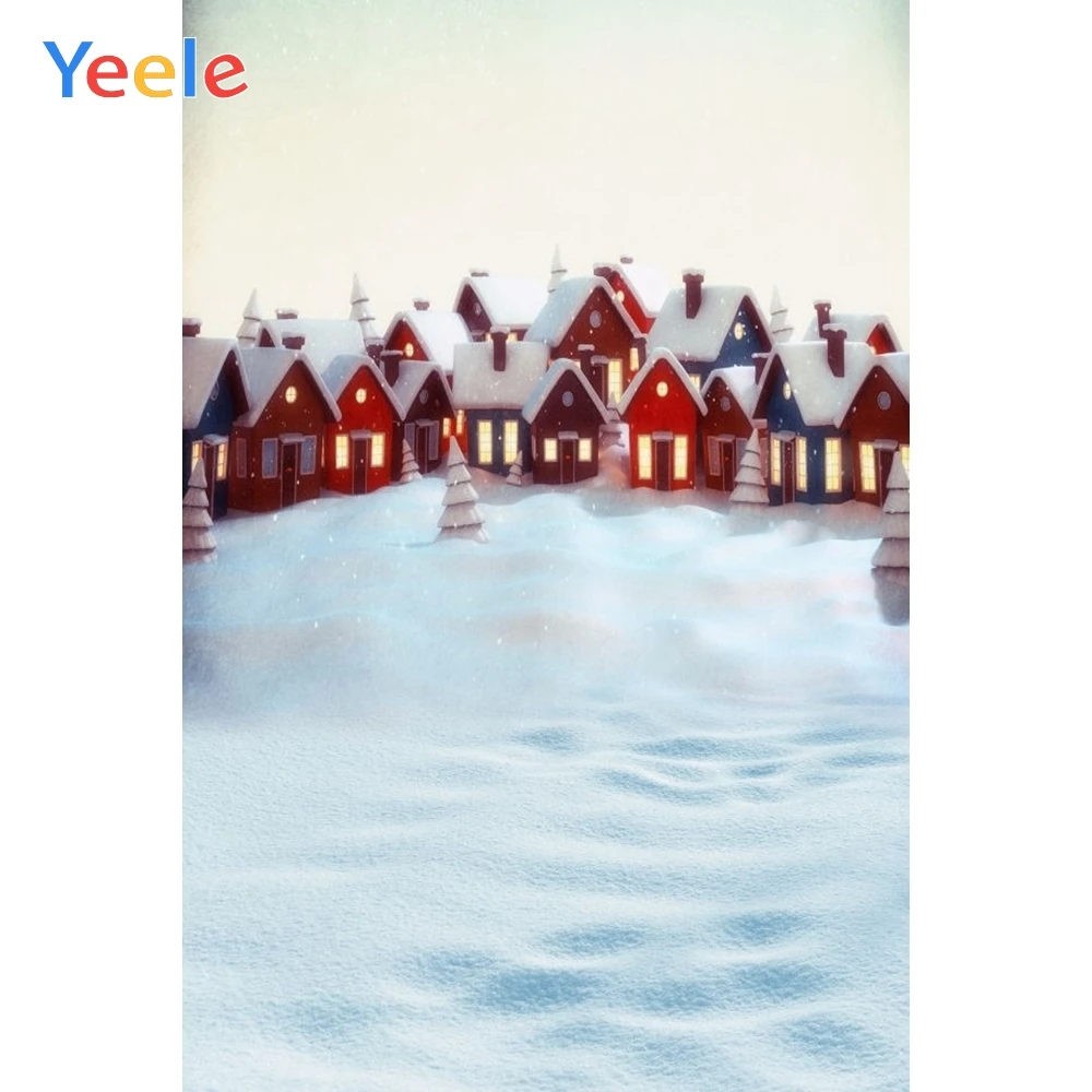 

Yeele White Snow Winter Small House Village Baby Portrait Photographic Backgrounds Photography Backdrops For The Photo Studio