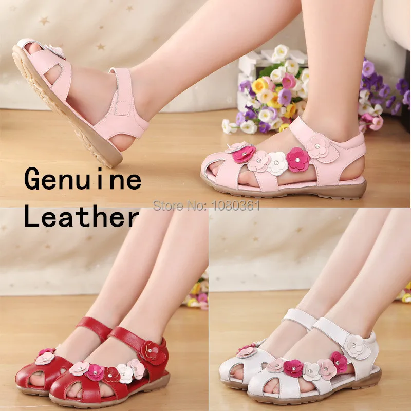 Super Quality 1pair Genuine Leather Children Sandals, Flower Girl