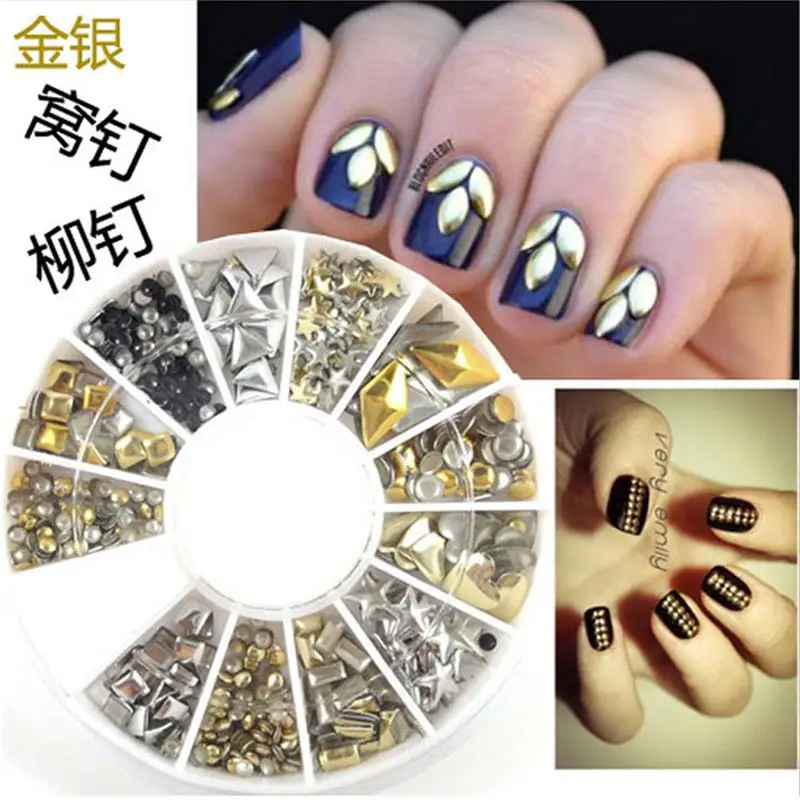 

Nail alloy rivets accessories gold silver nail jewelry decorative DIY nail tools