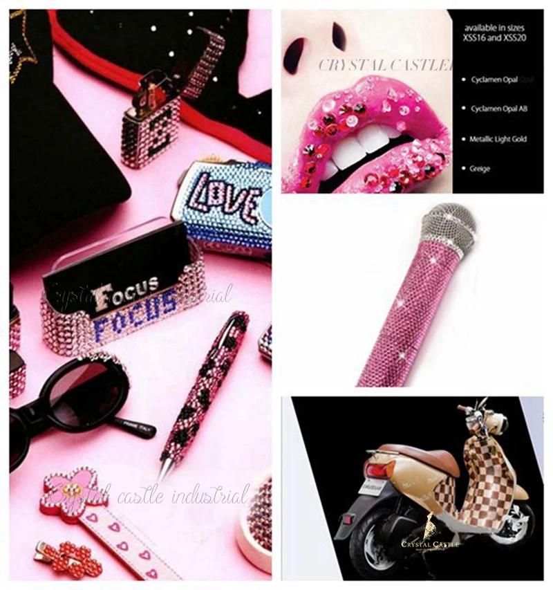 Кристалл замок 5А стеклянные стразы камни розовый светильник Розовый Фуксия дизайн ногтей кристалл блеск Flatback Стразы исправление для одежды