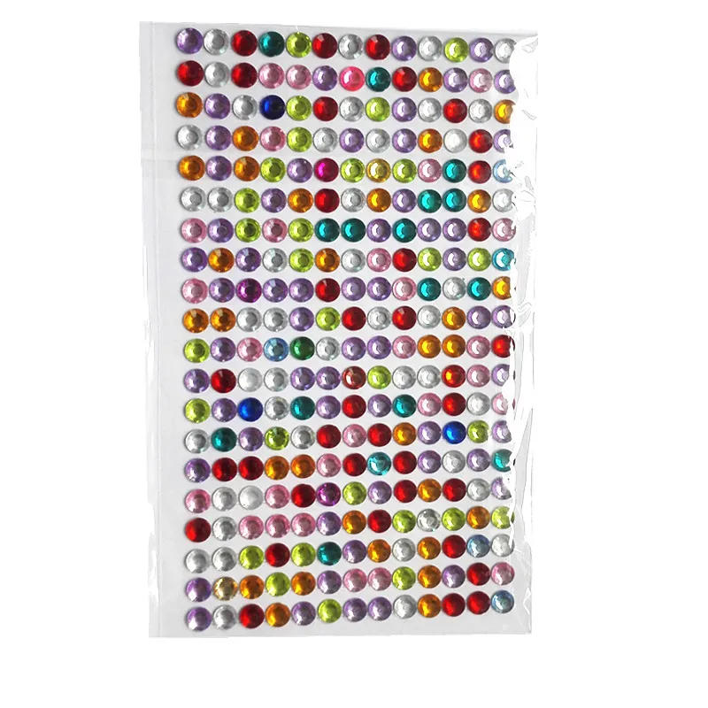 

6mm 260pcs/set kids toys Rhinestone Stickers full color Crystals Acrylic Mobile Decor Decal Styling Self Adhesive Sticker