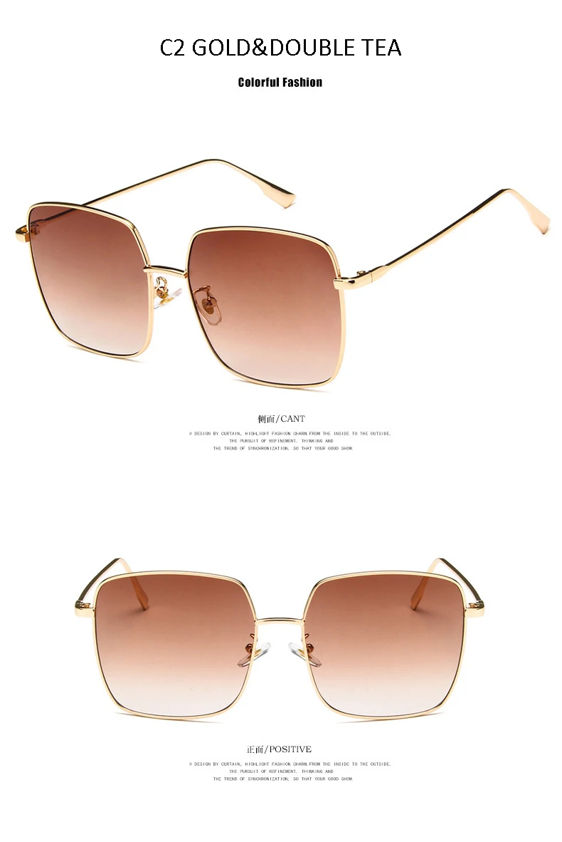 Mens casual sunglasses brand designer big square men driving sun glasses women gradient matte black lunettes de soleil