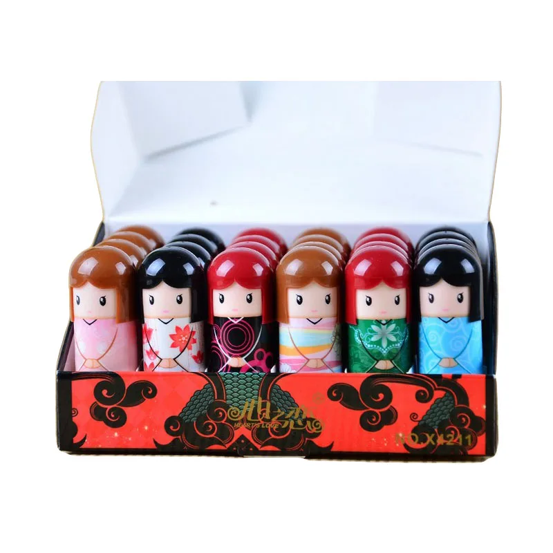 

2018 New Cute Japanese Kimono Doll Lip Balm Moisturizing Colorless Fruit Lipstick Organic Ingredients Natural Botanical Beauty