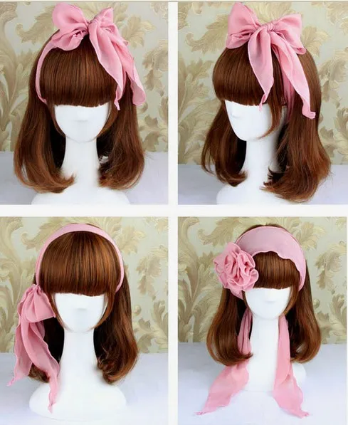 Для женщин мусульманских Mori Girl Femme шифон длинный широкий шарф Hairband цветок аксессуар для волос сплошной Цвет Головные уборы Bandeaus