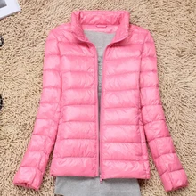 Марка 90% белая утка вниз ultra light Стенд Куртки женские осенние пуховик тонкий Большие размеры Модная пуховая куртка парки