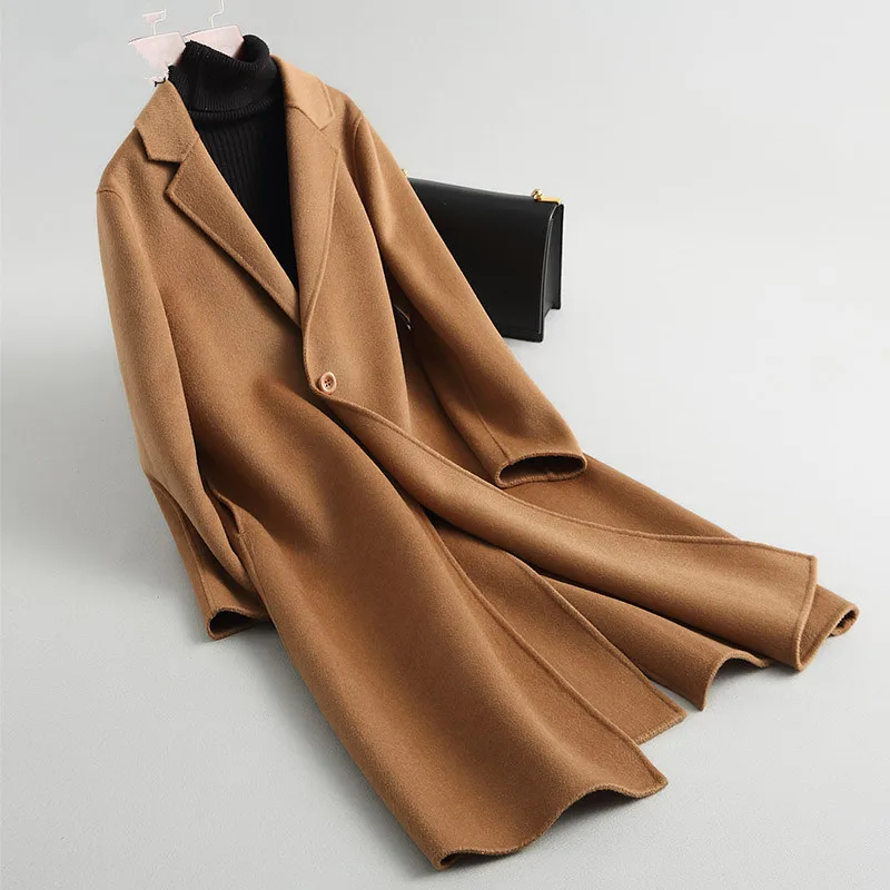 Double Veste Manteau Coréenne Caramel Femme Long Vintage Laine side light Réel Femelle Colour Manteaux Vestes Camel Automne My2014 Hiver Femmes 0xXpR