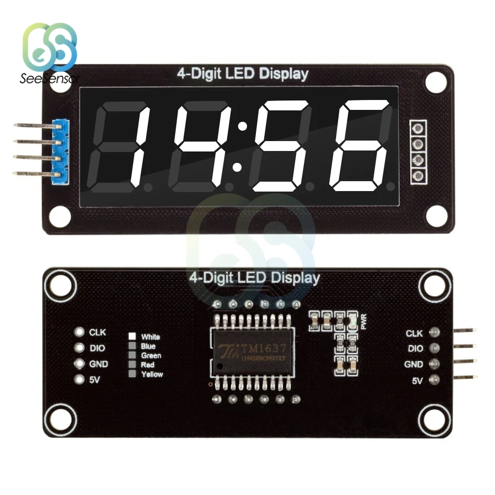 TM1637 0,5" 0,56 дюймов 4-разрядный Цифровые Часы светодиодный Дисплей трубка 7 сегментов светодиодный часы с двойным точки Светодиодный модуль белого Дисплей для Arduino