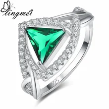 Lingmei nova chegada triângulo verde & mar azul branco cz prata colorring tamanho 6-9 aniversário festa feminino jóias presentes