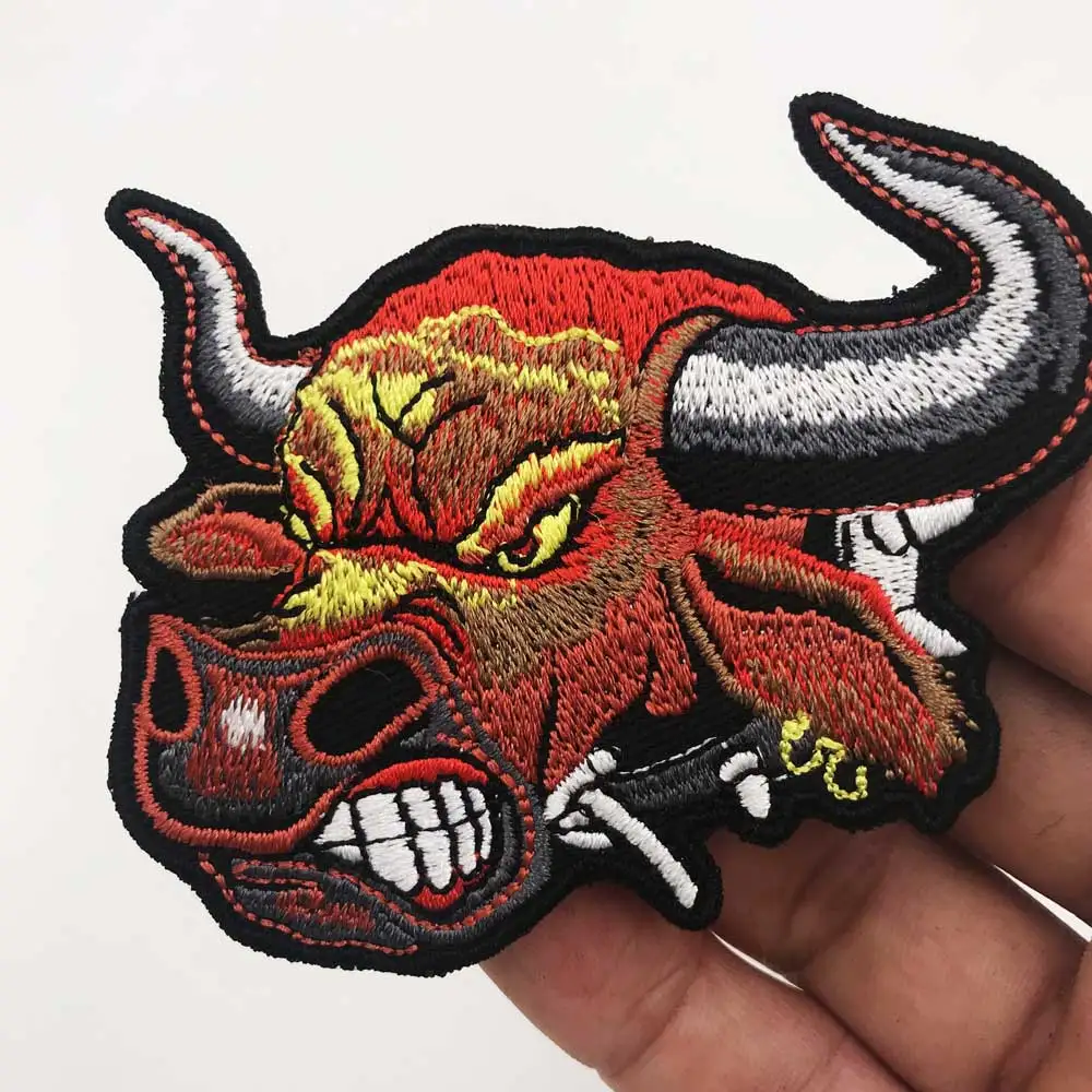 Нашивка С Вышивкой Angle bull швейная этикетка панковские байкерские нашивки