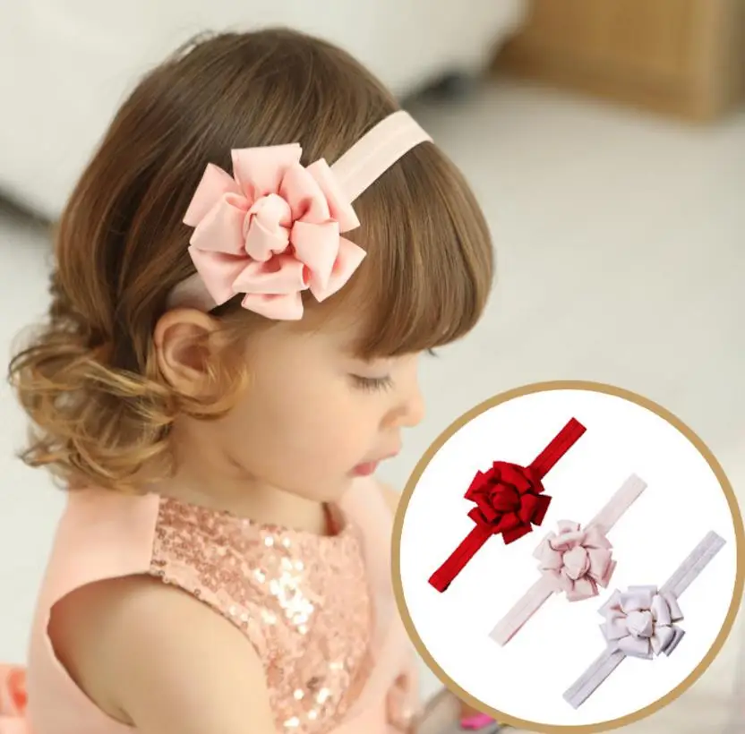 New 3 colors Flowers headband Great elastic Hair Hoops toddlers Soft ...