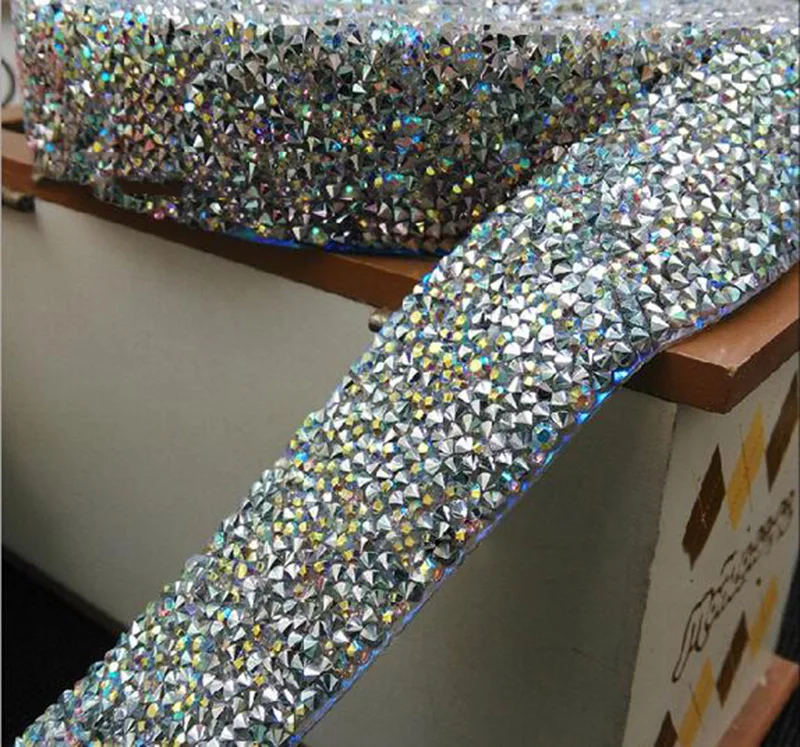 2 ярдов стекло горный хрусталь отделка Кристалл бисера аппликация исправленное