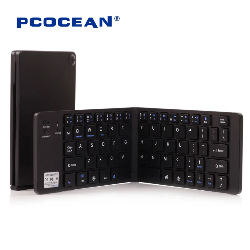 

Pcocean Mini Folding Bluetooth Keyboard Aluminum Travel Keypad Support Android IOS Windows Tablet for PC Tablet Smart Phone ipad