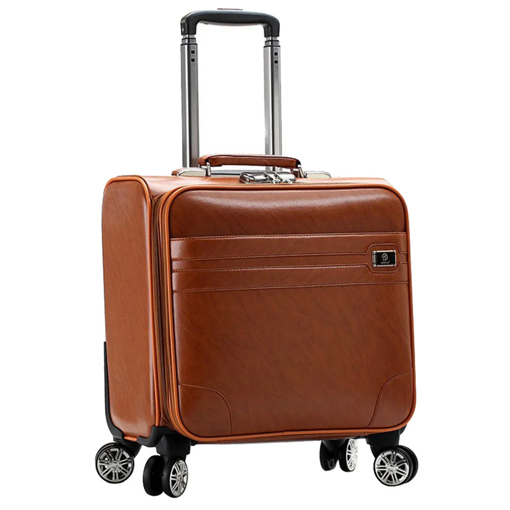 16 дюймов чемодан на колёсиках, чехол для багажа, чехол для путешествий, чемодан, чехол s, чехол для тележки, чехол на колесиках - Цвет: light brown 2