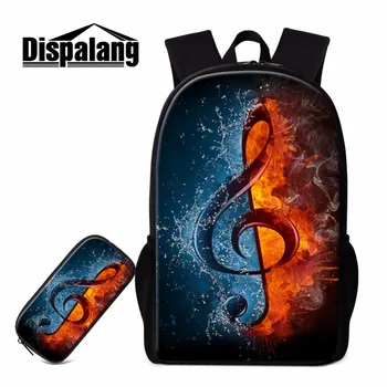 

Dispalang Stylish School Backpack and Pencil Cases for Girls Art Back Pack Musical Notes Printing Bagpack Kids Duffle Bookbags