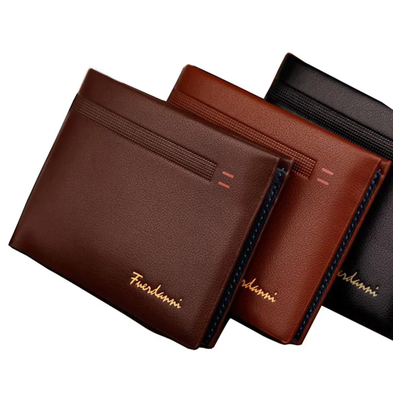 2018 High Quality PU Leather Men Wallets Clutch Business Short Wallet