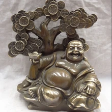 Sunsun00454@+++ " китайский бронзовый медный монета юаньбао дерево счастливый смех статуя Майтрейи Будды