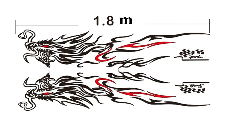 1 Набор, новинка 180 см, автомобильная наклейка, стильный дракон, пламя, наклейка с языками пламени, набор, переоборудование, чехлы для кузова автомобиля, автомобильные аксессуары, 3 цвета