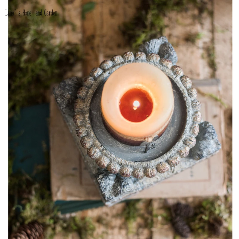 wood-like table stand tealight votive resin classic candle holder (5)