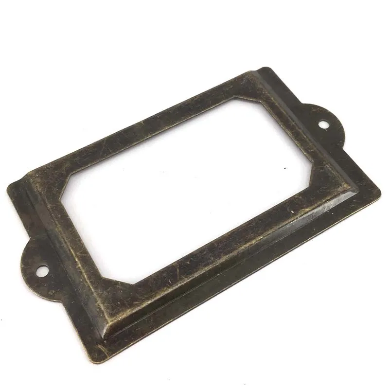 

4.9"x2.7"(125x69mm) Vintahe Bronze Drawer Tag Card Holders Bookmark Iron Label Frames 10PCS