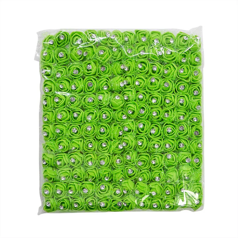 Green 72/144 шт 2 см мини ПЭ пена Роза голова искусственные цветы для DIY букет свадебный цветок украшение Скрапбукинг искусственный цветок Роза - Цвет: Green