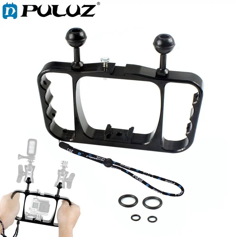 

PULUZ Dual Handheld Diving Light Arm CNC Aluminum Tray Stabilizer Mount for DJI Osmo Action/GoPro HERO7/6/5/Xiaoyi Action Camera