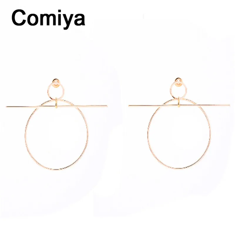 Женские круглые серьги подвески Comiya серебристые и золотистые с круглым кольцом