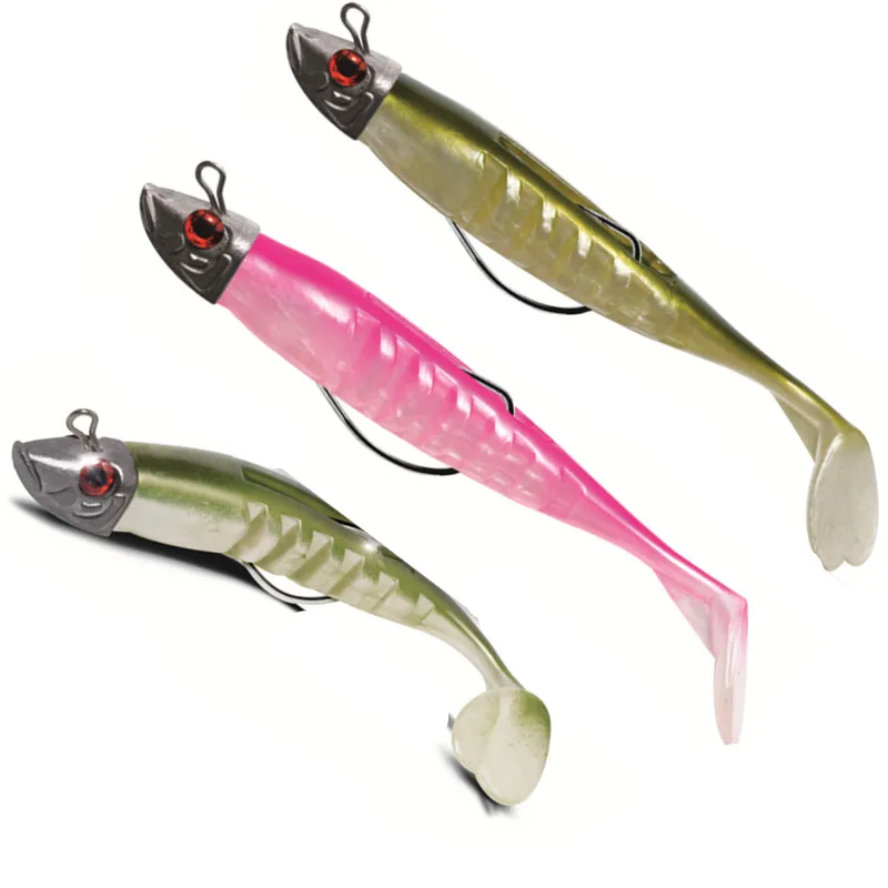 

2019 2pcs/lot 10cm/13cm Shad Texan leurre souple lead jet head jig head soft body fishing bass lures with vibrating line