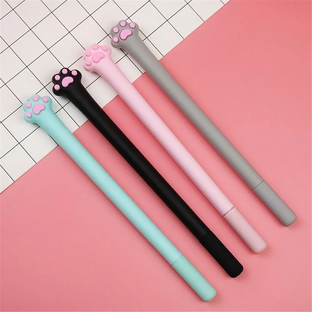 

1PC Cute Cat Paw Soft Slicone Gel Pen 0.5mm Black Ink Pen School Office Supplies Kawaii Student Stationery Signature Pen