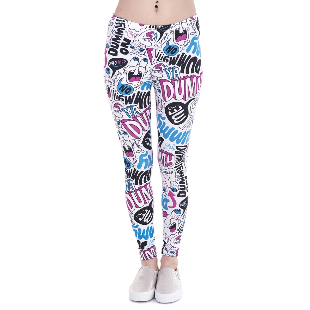 Женские леггинсы с принтом каракули высокой талией|women brand leggings|women fashion leggingswomen