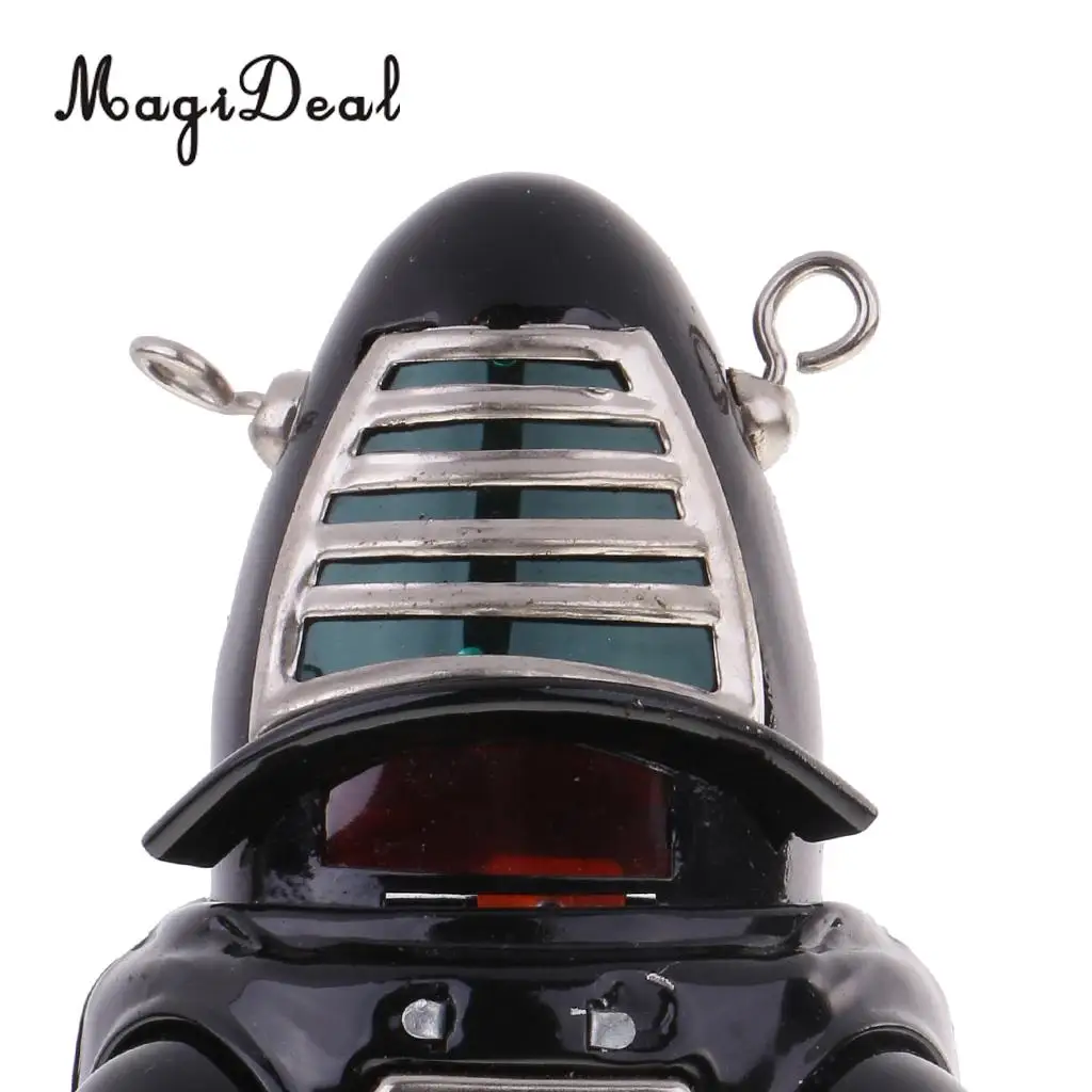MagiDeal 1Pc Iron Retro Wind Up Clockwork Mechanical Walking Tin Mask Robot Model Toy for Baby Kids Adult Popular Gift Black