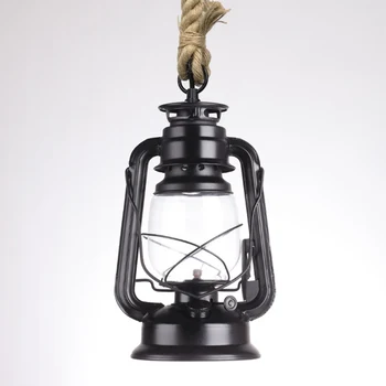 

Vintage Kerosene Pendant Lights With Free Bulb E27 Hemp Rope Hanging Lamp for Home Bedroom Living room Industrial Pendant Lamp #