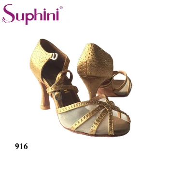 

Elegance Handemade Ballroom Latin Open Toe Butterfly Shape With Rhinestones Professional Latin Salsa Dance Shoes Soft Insole