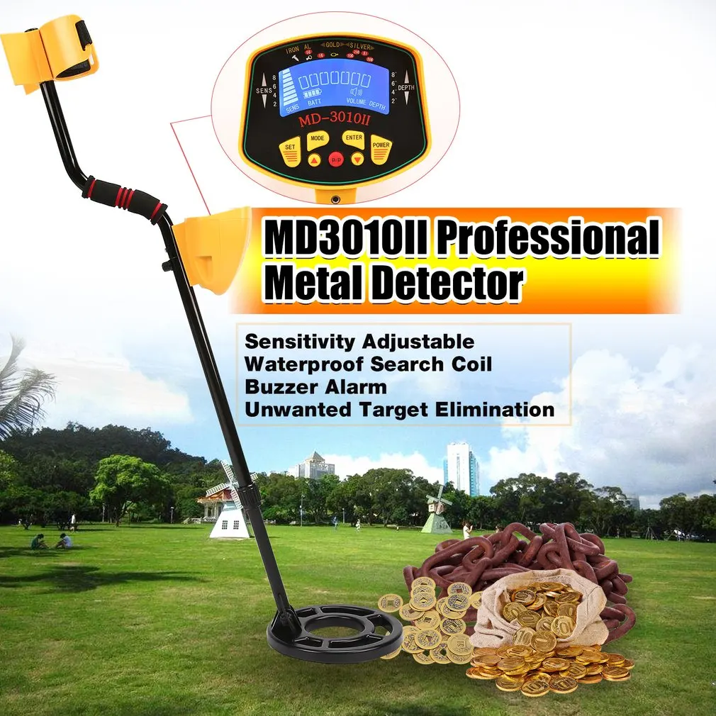 

MD3010II Professional Portable Underground Metal Detector Handheld Treasure Hunter Gold Digger Finder LCD Display