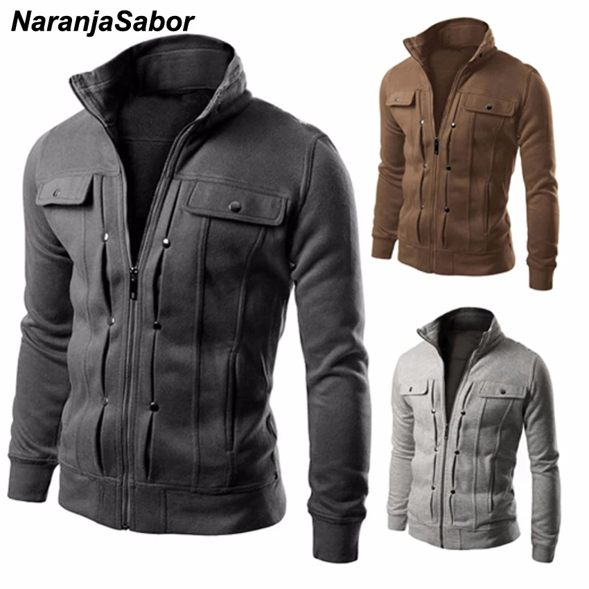 NaranjaSabor Spring Autumn Men's Cardigan Multi Button Hoodies Fashion Sweatshirt Casual Male Track