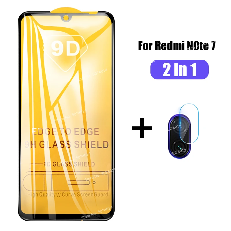 

For Xiaomi Redmi Note 7 Note7 Glass 9D Full Cover 9D Tempered Glass + Back Camera lens Film Screen Protector For Xiomi Note7