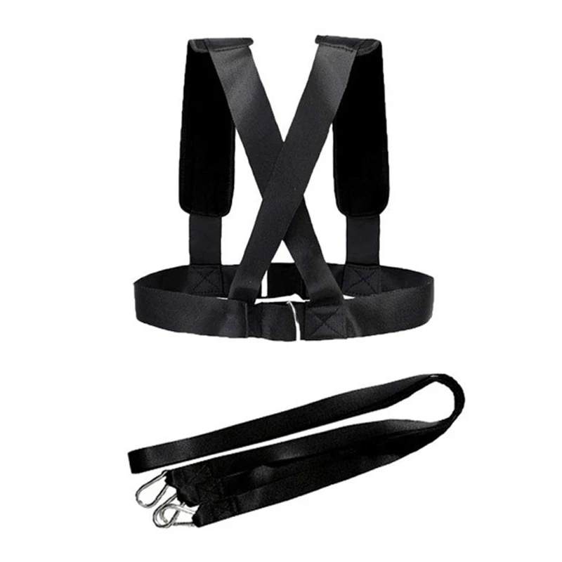 Sled Harness Vest Speed Strength Training Strap Belt Webbing w/ Hook D-Ring